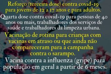 CAMPANHA DE VACINAÇÃO NESTE SÁBADO 02/07/22