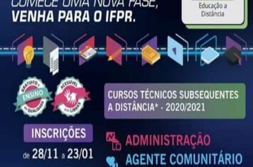 Publicado o Edital para o Processo Seletivo IFPR/EaD 2020