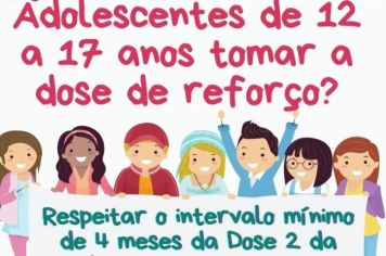 AUTORIZADA DOSE DE REFORÇO CONTRA COVID-19 PARA ADOLESCENTES (3ªDOSE)