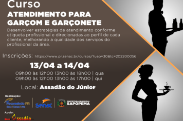 Curso de atendimento para garçom e garçonete