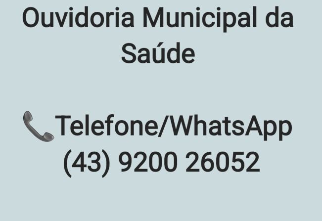 CONTATO OUVIDORIA MUNICIPAL DA SAÚDE